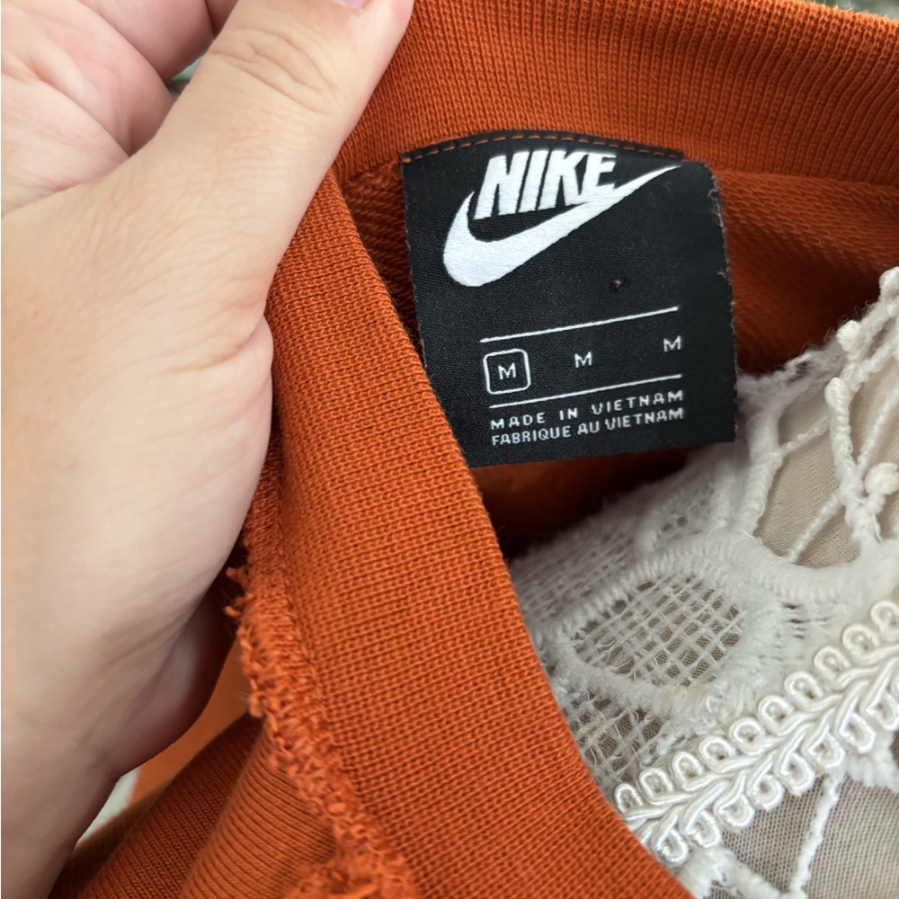 Women's Orange Patchwork Nike Oversized Sweater S… - image 3